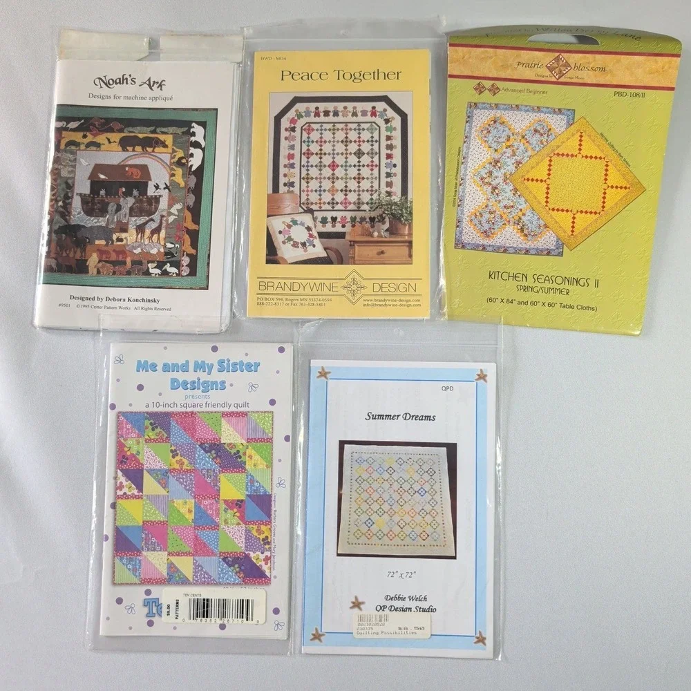 Lot 10 Quilt Patterns Noahs Ark Pinwheels Floral Bouquet Pieceable Kingdom Mixed